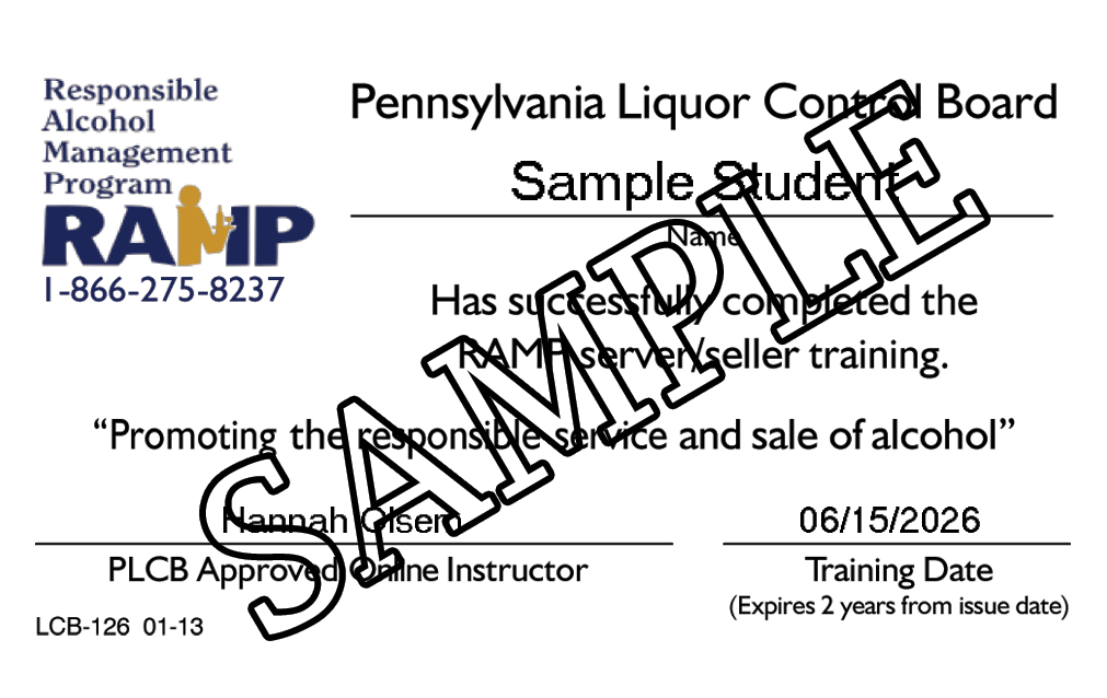 bartender license PA