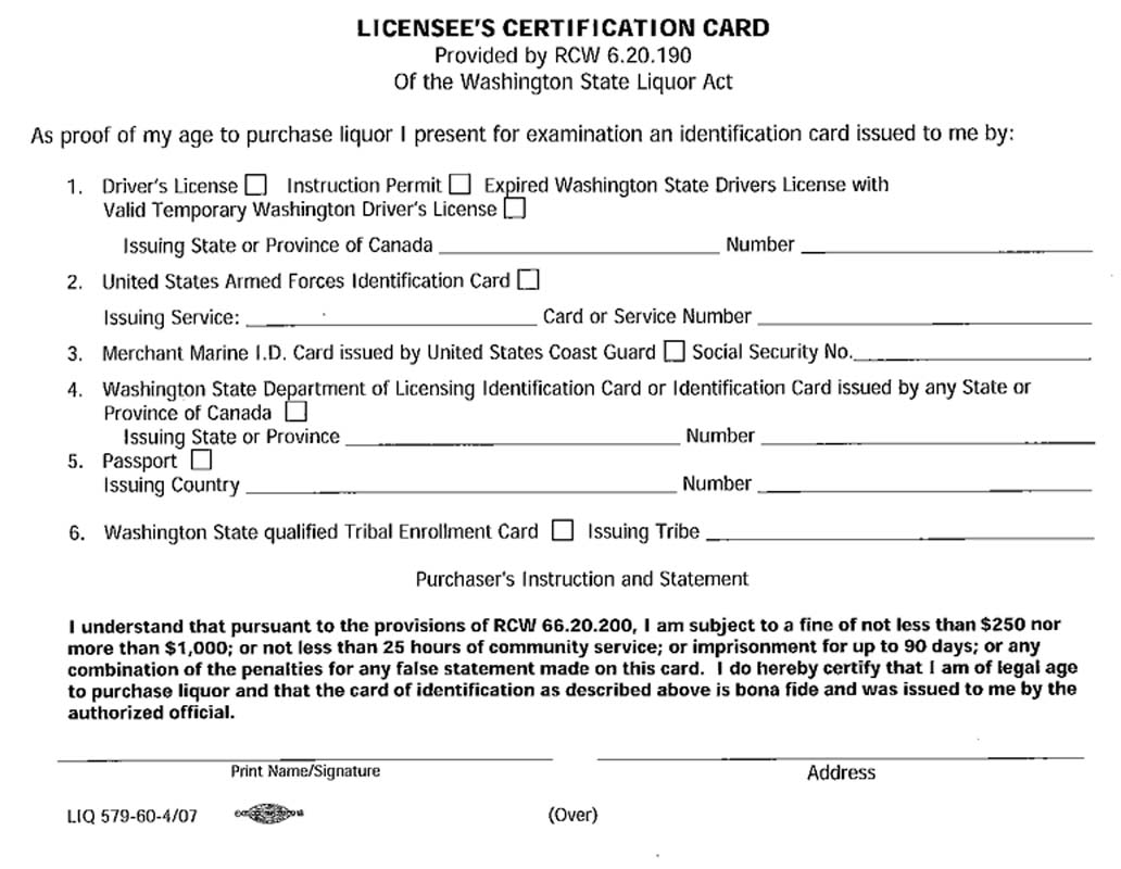 Washington Licencee's Certification Card Download Washington Licencee's Certification Card Download