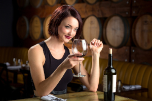 Woman drinking wine